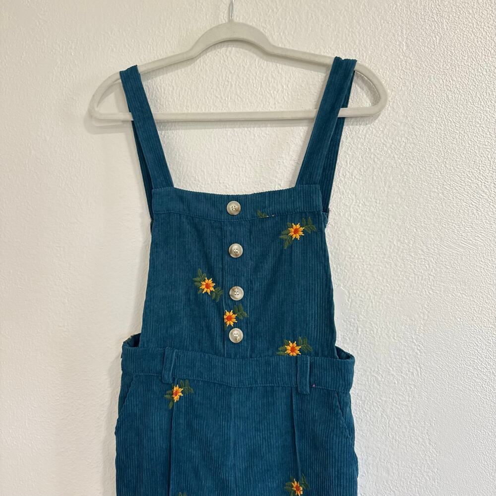 NWT Cider Ditsy Floral Embroidered Corduroy Wide Leg Overalls Jumpsuit Small - Picture 3 of 8